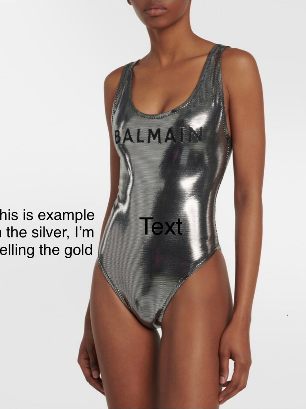 Balmain Metallic Gold Sequin One-Piece Swimsuit - Picture 4 of 5